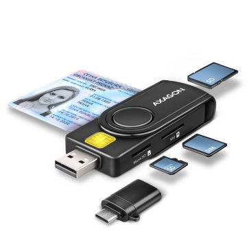 Axagon CRE-SMP2A USB Smart card & SD/microSD/SIM PocketReader
